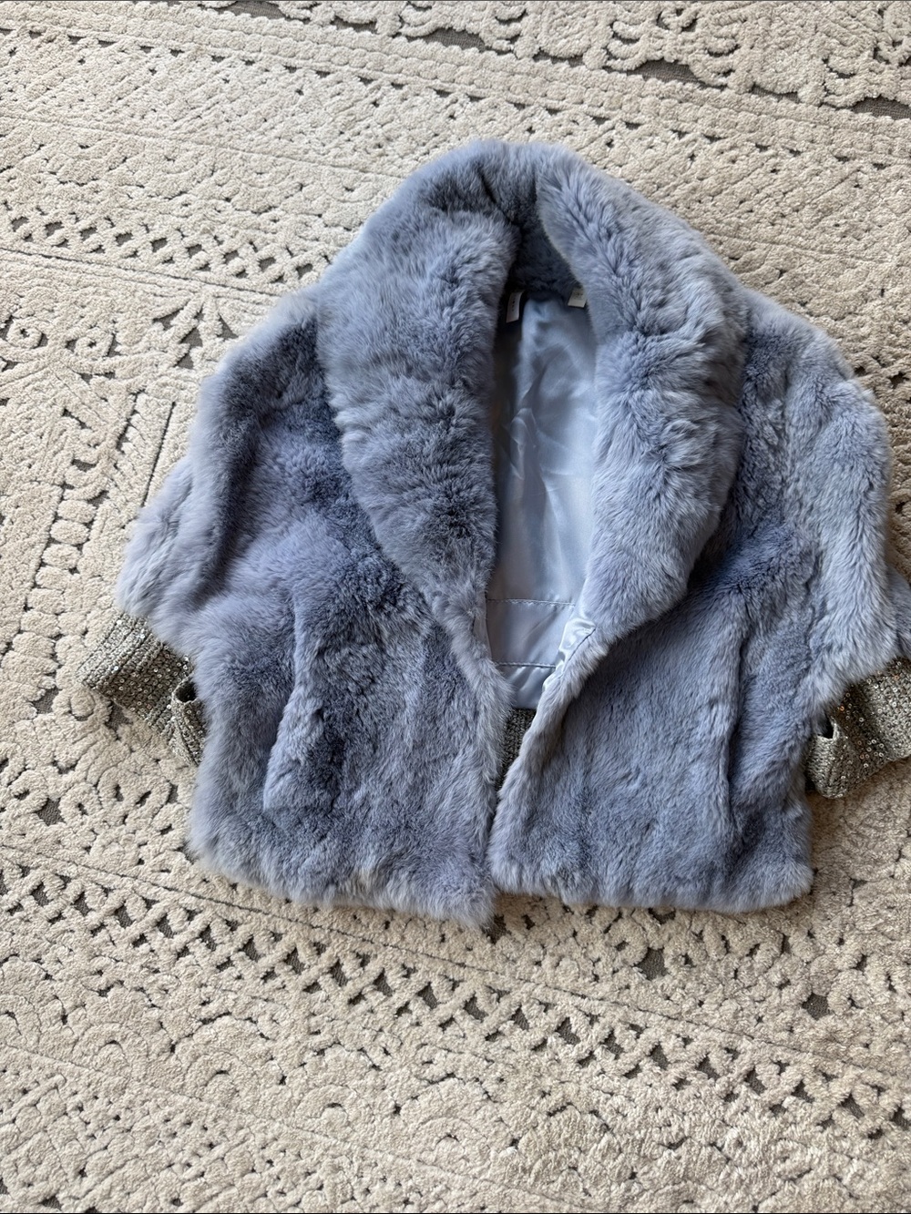 Girls' Plush Faux Fur Bolero Jacket - Gray